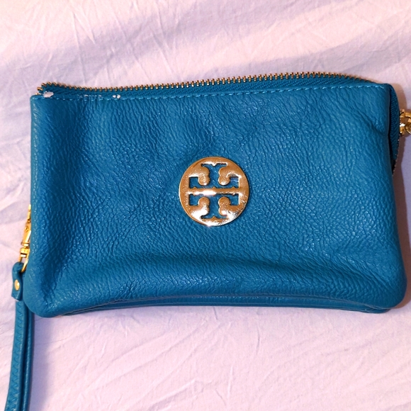 Blue hidden wallet wristlet - Picture 1 of 9